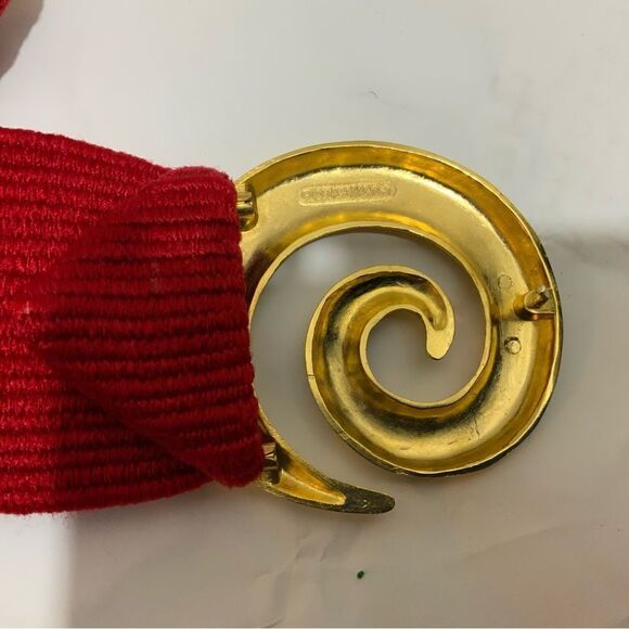 Vintage CHARMANT BELT & BUCKLE red gold Stretch Women 35” long buckle included main image 6